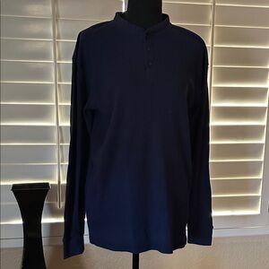 FOLLOW-ME Navy Blue Henley Shirt
